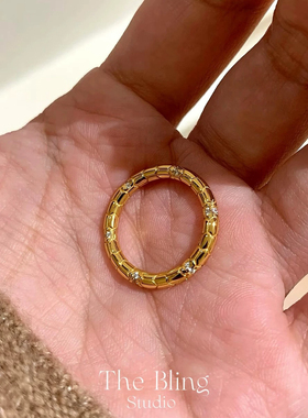 意大利金色灵蛇素圈戒指女纯银厚镀18k金高保色叠戴指环轻奢高级