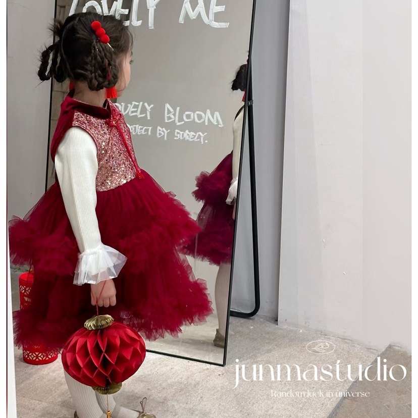 樱桃童装女童儿童宝宝冬装国风加绒背心裙礼服裙拜年裙公主裙,淘宝优惠券,粉丝福利购,淘宝优惠卷