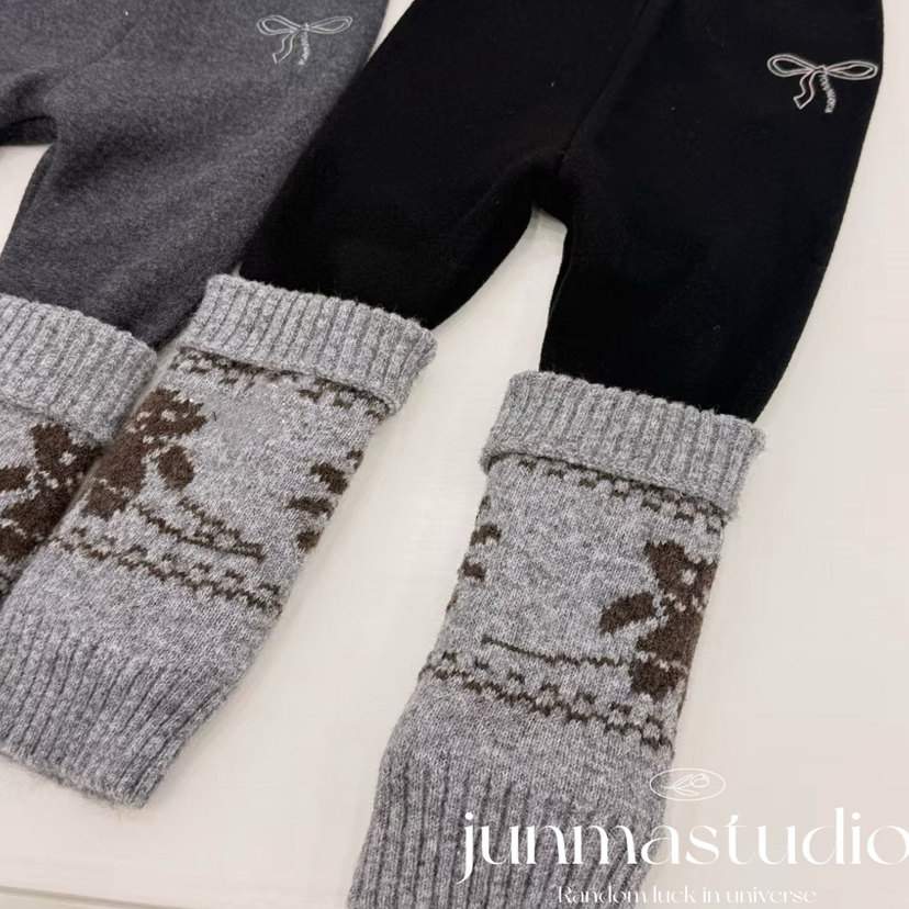 小妞大咖童装女童宝宝儿童冬装新款费尔岛风格袜套加绒打底裤长裤,淘宝优惠券,粉丝福利购,淘宝优惠卷