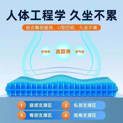 凝胶坐垫夏季加大加厚椅子办公室久坐椅垫屁垫座垫蜂窝硅胶冰凉垫 - 图1