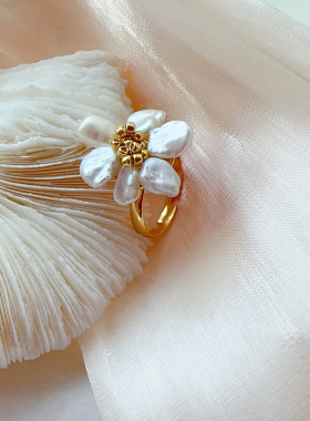 奶油甜妹天然巴洛克珍珠戒指少女情结时髦带感实用率Max闺蜜手饰