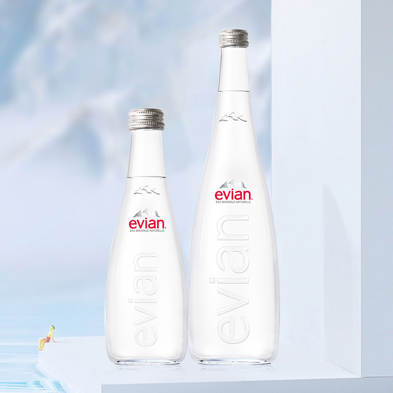 evian依云矿泉水法国进口330ml/750ml大瓶整箱玻璃瓶天然饮用水