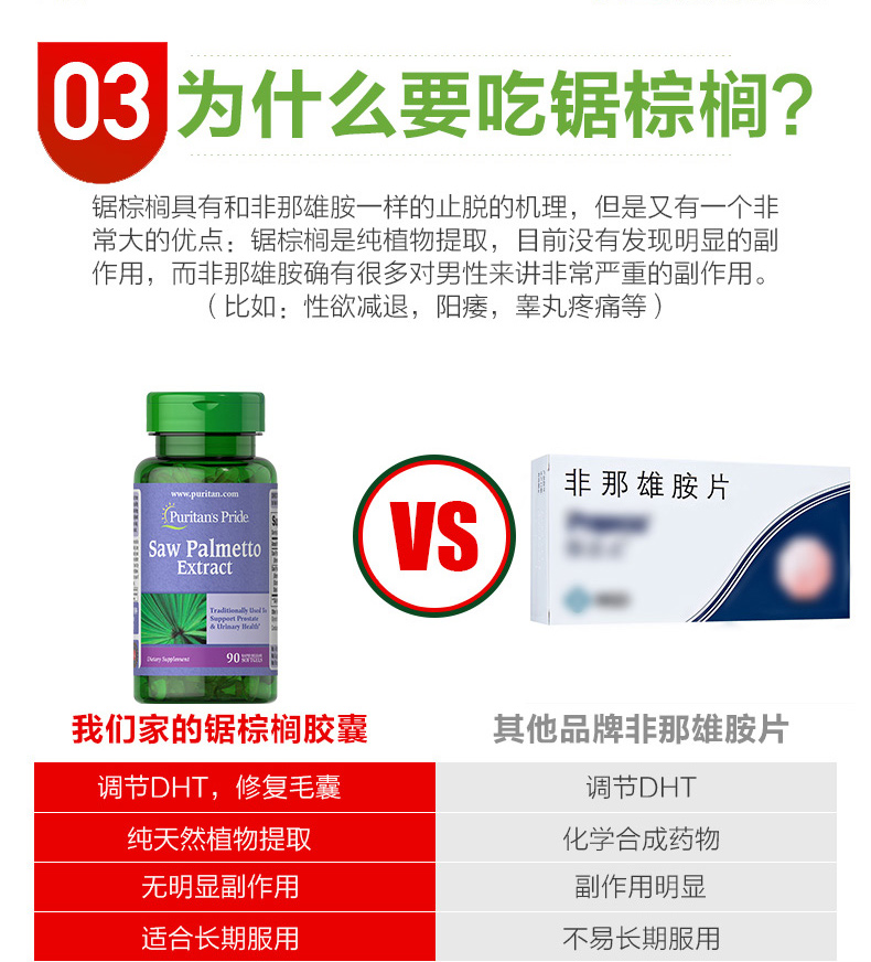 森艺棠海外专营店2瓶美国 普丽普莱锯棕榈提取物软胶囊90粒防脱发 改善前列腺2