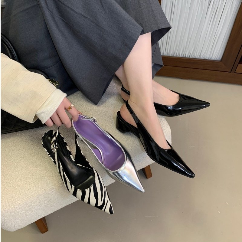 粗跟高跟鞋女鞋2026早春新款蛇纹斑马纹后空低跟职业搭扣浅口单鞋,淘宝优惠券,粉丝福利购,淘宝优惠卷