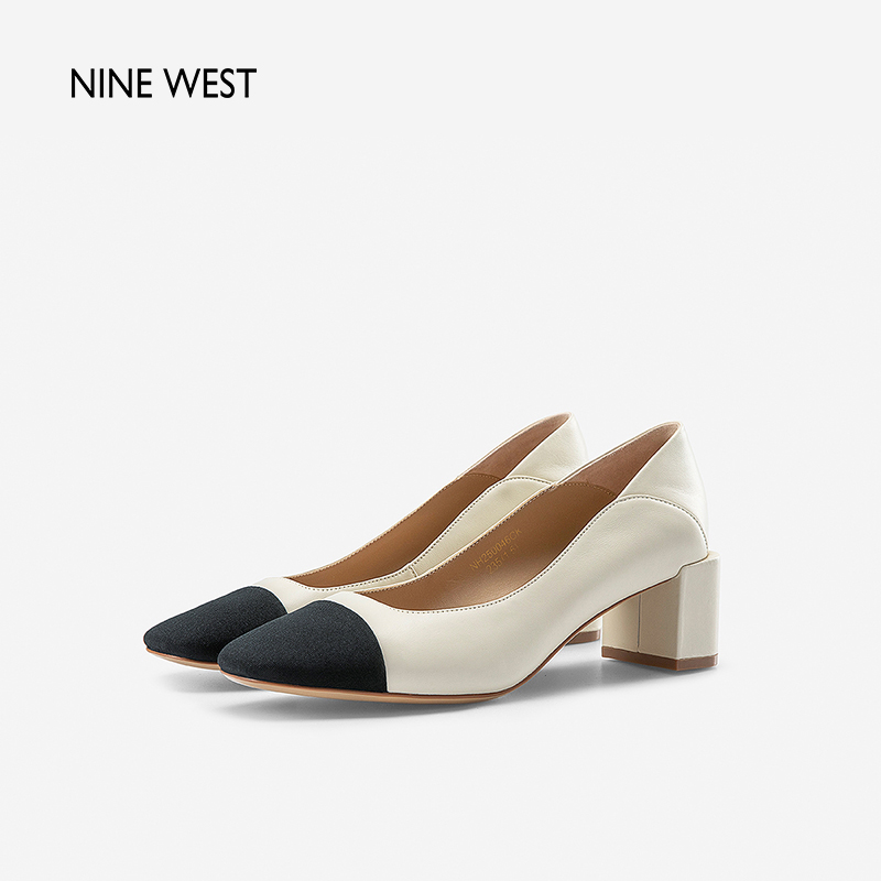 Nine West/玖熙2024年春季新款玛丽珍鞋羊皮圆头粗跟高跟鞋小皮鞋 - 图0