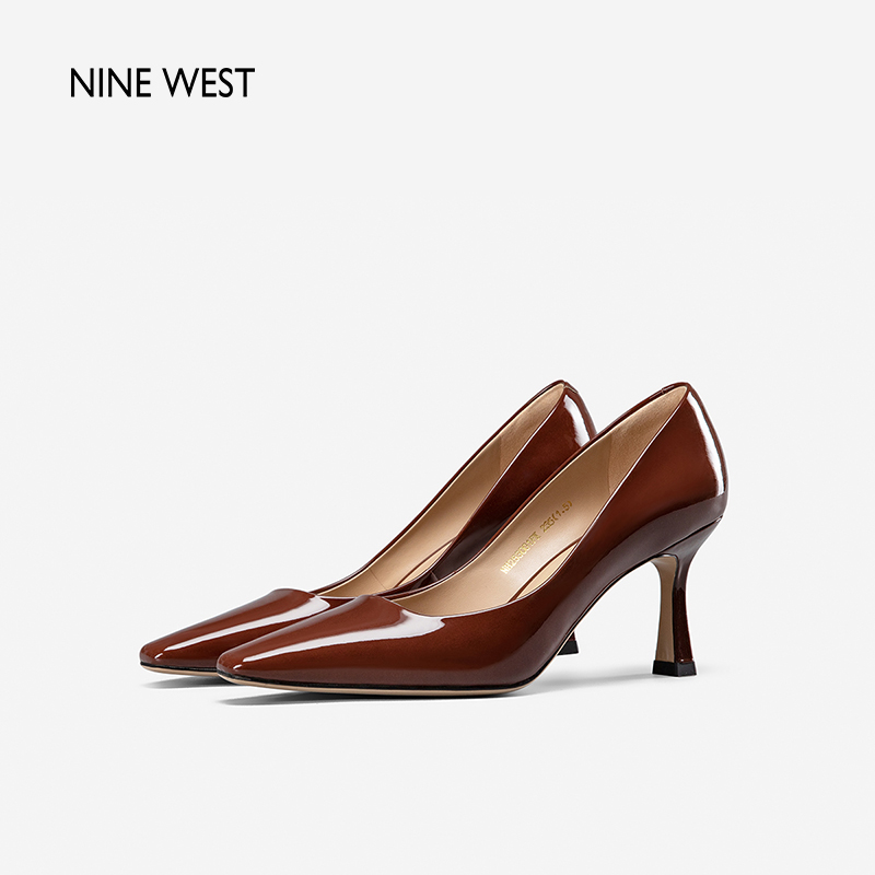 Nine West/玖熙2024年春季新款高跟鞋女尖头浅口细跟复古通勤单鞋