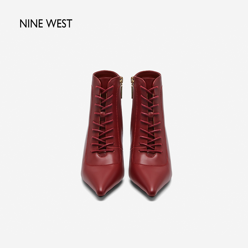 Nine West/玖熙2023年冬季新款高跟短靴女系尖头带细跟时装靴女靴-图3