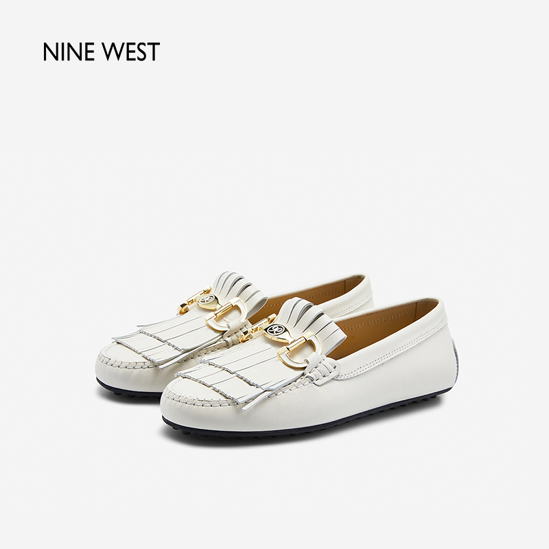 Nine West/玖熙2024年新款豆豆鞋平底流苏乐福鞋女舒适一脚蹬单鞋 - 图0