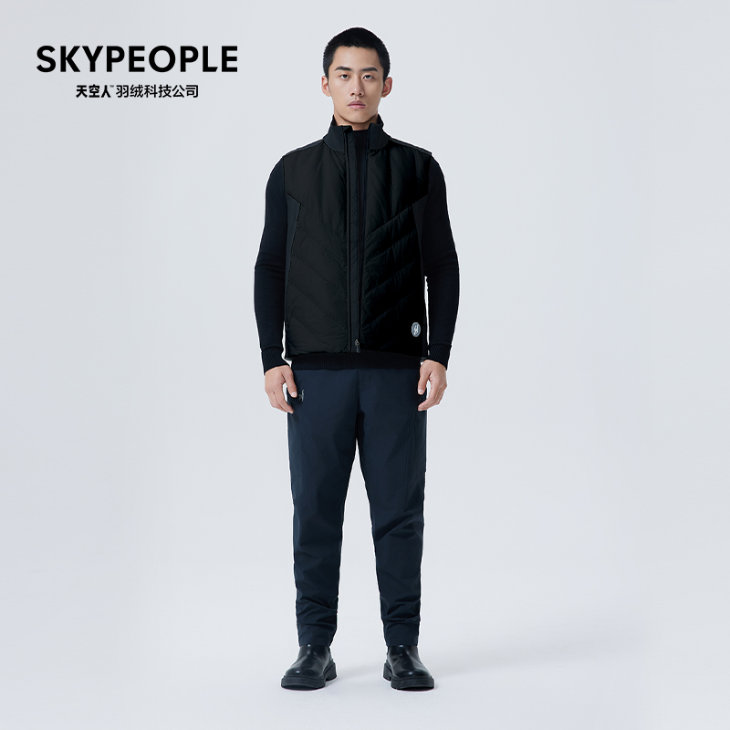 SKYPEOPLE 天空人TCI1 全面伸展™男士轻量短款拼接羽绒马甲