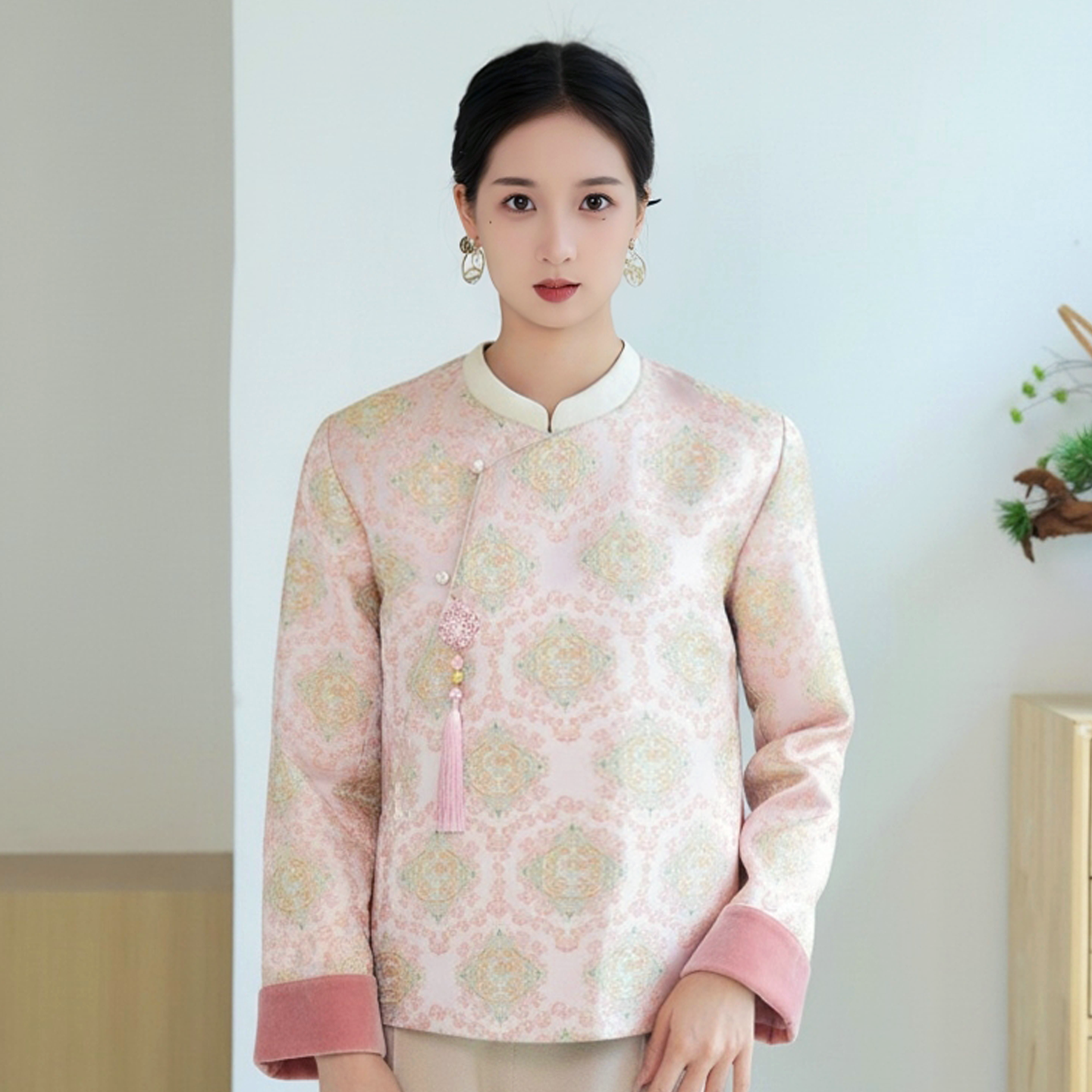 依山锦国风新中式宋锦桑蚕丝真丝厚外套上衣衬衫刺绣衬衣棉服棉袄,淘宝优惠券,粉丝福利购,淘宝优惠卷