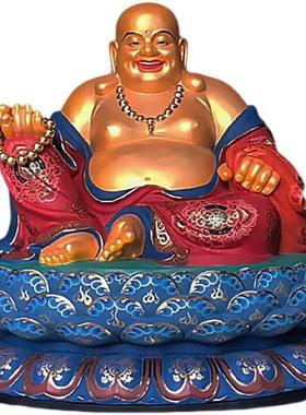 弥勒佛佛像树脂玻璃钢雕塑摆件汽车漆彩绘极彩纯手工铜雕脱胎