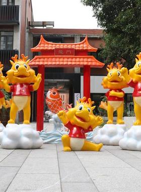 卡通玻璃钢十二生肖摆件新年吉祥物雕塑商场美陈户外景观装饰摆件