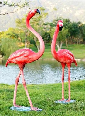 玻璃钢仿真火烈鸟雕塑户外园林景观庭院水池造景婚礼花园装饰摆件