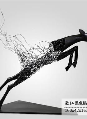 不锈钢大角梅花鹿摆件草坪别墅会所大堂售楼处足浴店抽象麋鹿雕塑