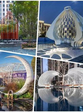 大型不锈钢雕塑定制抽象园林城市户外景观房地产镂空鹿装饰品摆件