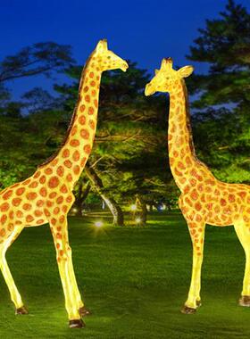 玻璃钢大型发光长颈鹿雕塑户外公园林景观房地产动物落地装饰摆件