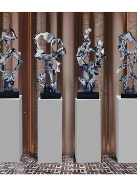 现代酒店玄关创意抽象摆件透明树脂太湖石雕塑别墅样板房软装饰品