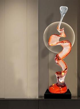 现代抽象玄关摆件客厅电视柜桌面高级感透明树脂雕塑软装饰工艺品