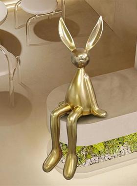 户外大型玻璃钢卡通雕塑兔子摆件定制家居样板间游乐场桌面装饰品