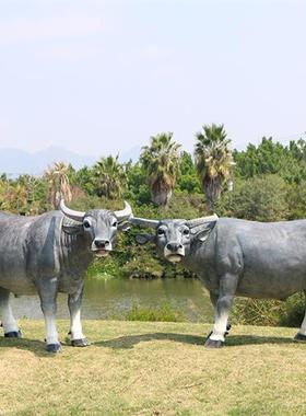 大型玻璃钢仿真水牛摆件户外动物雕塑园林景观草坪公园景观工艺品