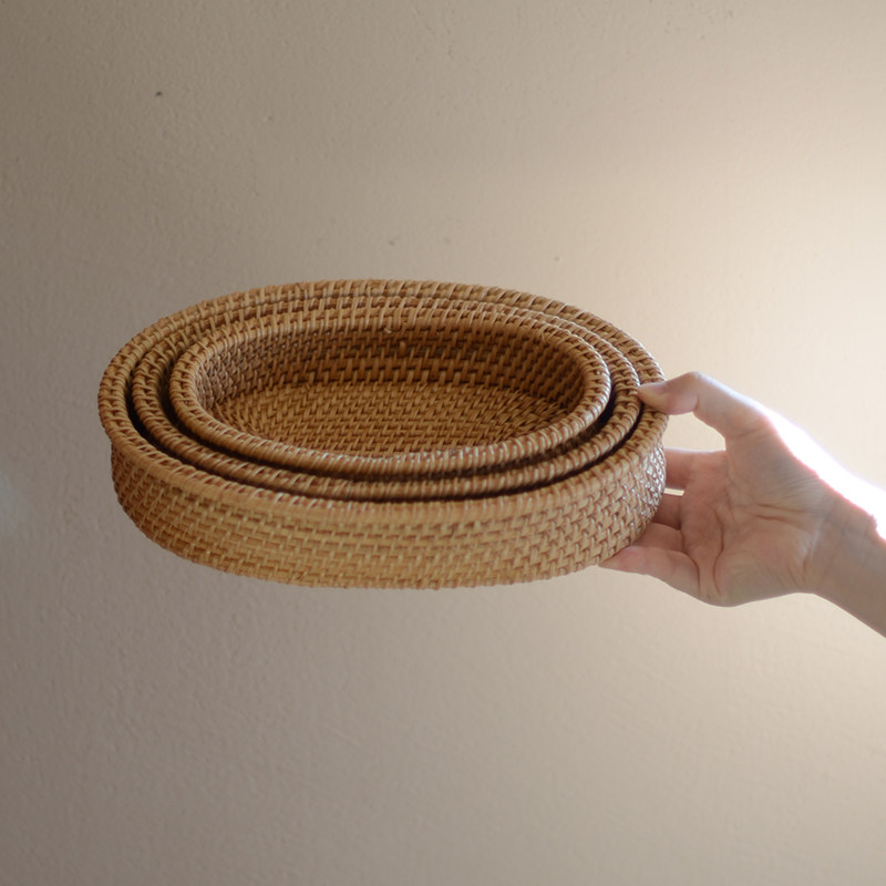 oakliving田园风法式秋藤手工编织收纳筐杂物收纳篮桌面收纳整理,淘宝优惠券,粉丝福利购,淘宝优惠卷