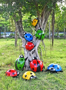 速发玻摆钢七星瓢虫雕园户外公塑林庭院景观草坪装饰品璃件