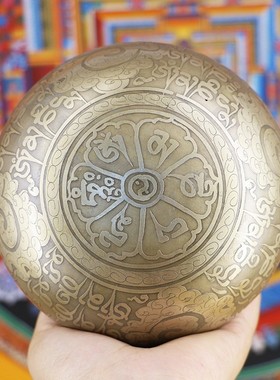 速发尼泊尔手工音钵金伽摆件静心钵西藏桌钵佛音碗供颂摆件转瑜碗