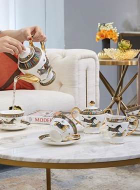 速发欧式公古陶瓷茶具套装家用客厅泡茶杯个性创意办复室轻奢茶具