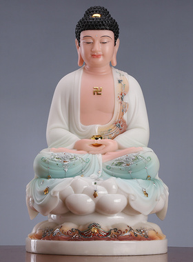 速发娑婆三圣地汉王菩萨佛白玉观音藏像供奉家用客厅释迦牟尼佛摆