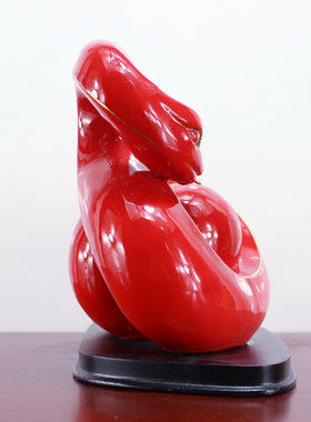 速发红色的蛇摆件陶瓷十二生肖蛇招居镇宅摆器家财蛇形工艺装饰品