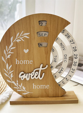 速发2024创意木质日历手动旋转台历摆件家居玄桌办公关面装饰拍摄