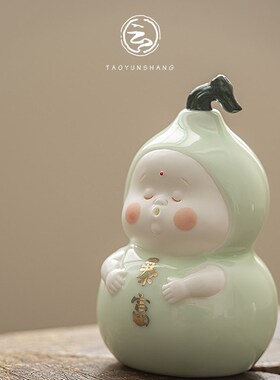 速发创意可爱精芦暴富招财陶瓷摆葫件品家居饰品桌面工艺品办公室