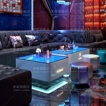 KTV Stainless Steel Luminous Tea Table Bar Clear Bar K House Special Bar Table Stainless Steel Tempered Glass Custom
