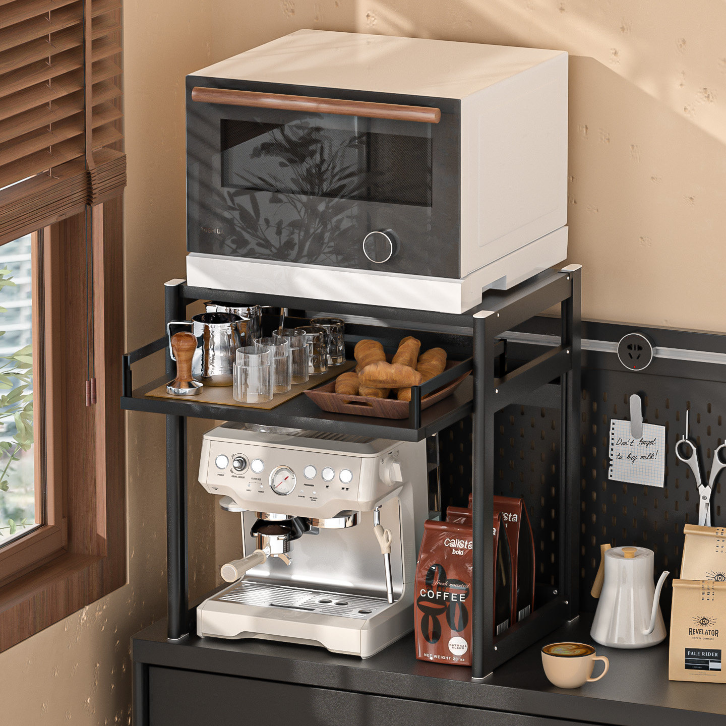 抽拉式微波炉收纳架台面放电饭锅烤箱架子拉厨房小家电分层置物架,淘宝优惠券,粉丝福利购,淘宝优惠卷