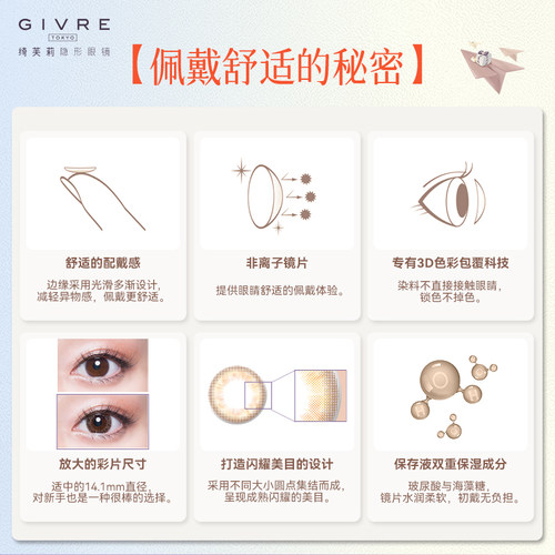 Givre绮芙莉美瞳彩色隐形近视眼镜月抛6片小直径大自然女官方正品 - 图2