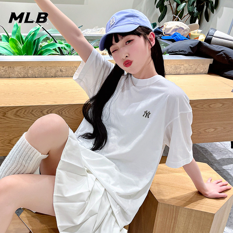 MLB灰色短袖男装女装情侣款2024夏季新款半袖运动服小标T恤