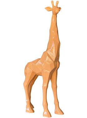 户外几何长颈鹿雕塑园林景观玻璃钢抽象块面动物装饰大型落地摆件