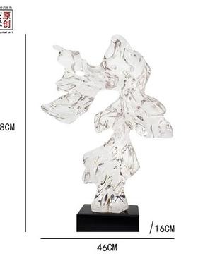 新中式透明太湖石玄关摆件轻奢高档客厅电视柜酒柜办公室软装饰品