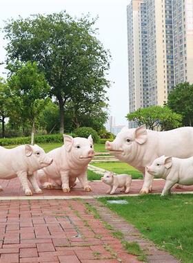 户外农家庭院玻璃钢动物香猪雕塑大仿真猪模型花园景观装饰品摆件