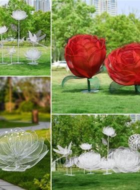 户外不锈钢镂空发光花朵雕塑铁艺莲花公园售楼部园林景观装饰摆件