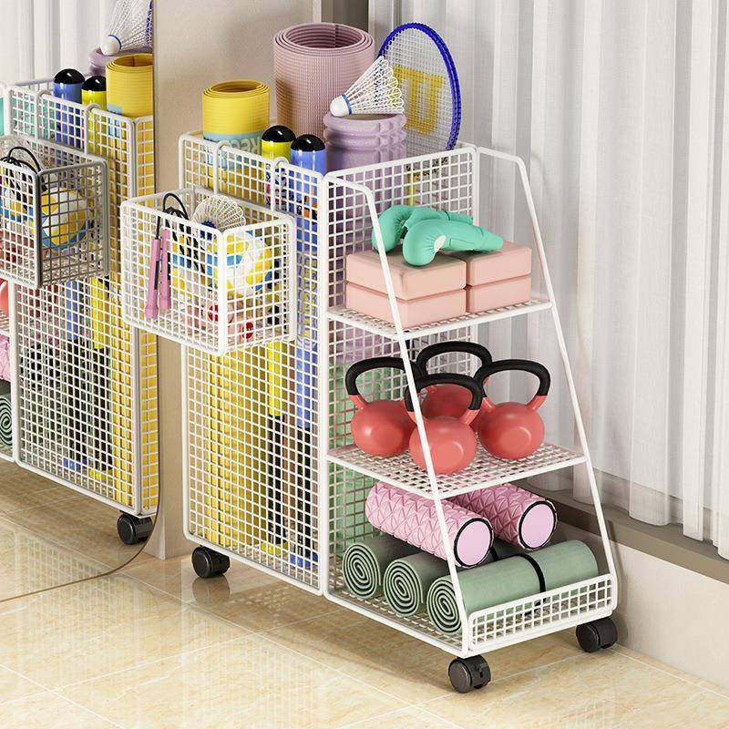 瑜伽垫收纳筐运动健身器材收纳架铁小推车置物架放羽毛球带轮家用,淘宝优惠券,粉丝福利购,淘宝优惠卷