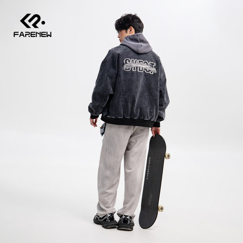 凡人优品男士外套夹克休闲百搭工装外套上衣牛仔外套棒球服A082 - 图2