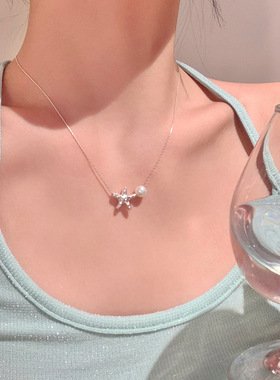 谷大喵同款小众星星珍珠锁骨链