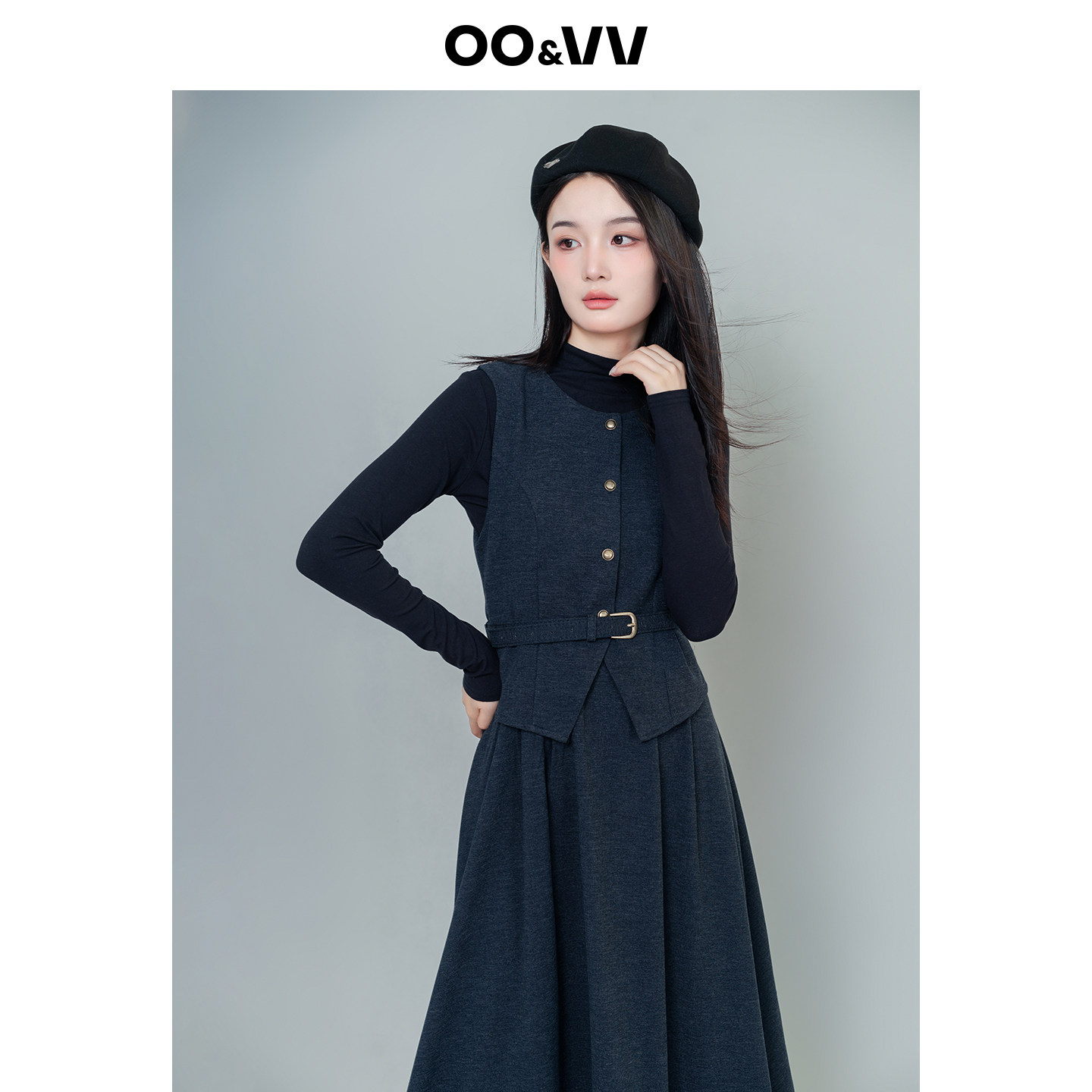 oo&vv设计感毛呢连衣裙+长袖衬衫两件套女25秋冬新款收腰配腰带,淘宝优惠券,粉丝福利购,淘宝优惠卷