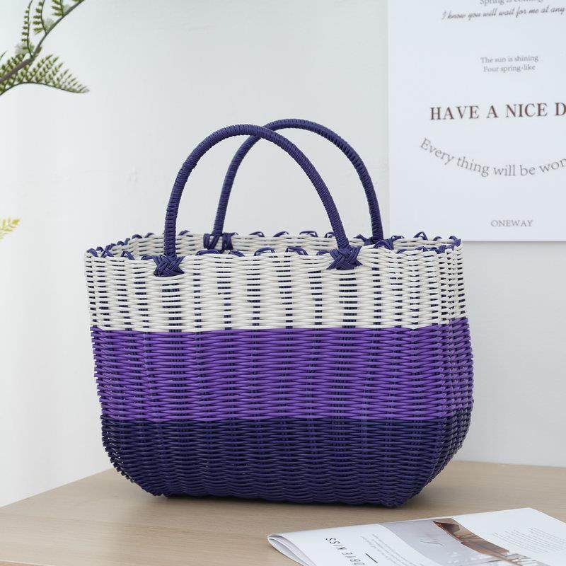 塑料菜篮子手工编织手提篮野外水果收纳筐编织手提包,淘宝优惠券,粉丝福利购,淘宝优惠卷