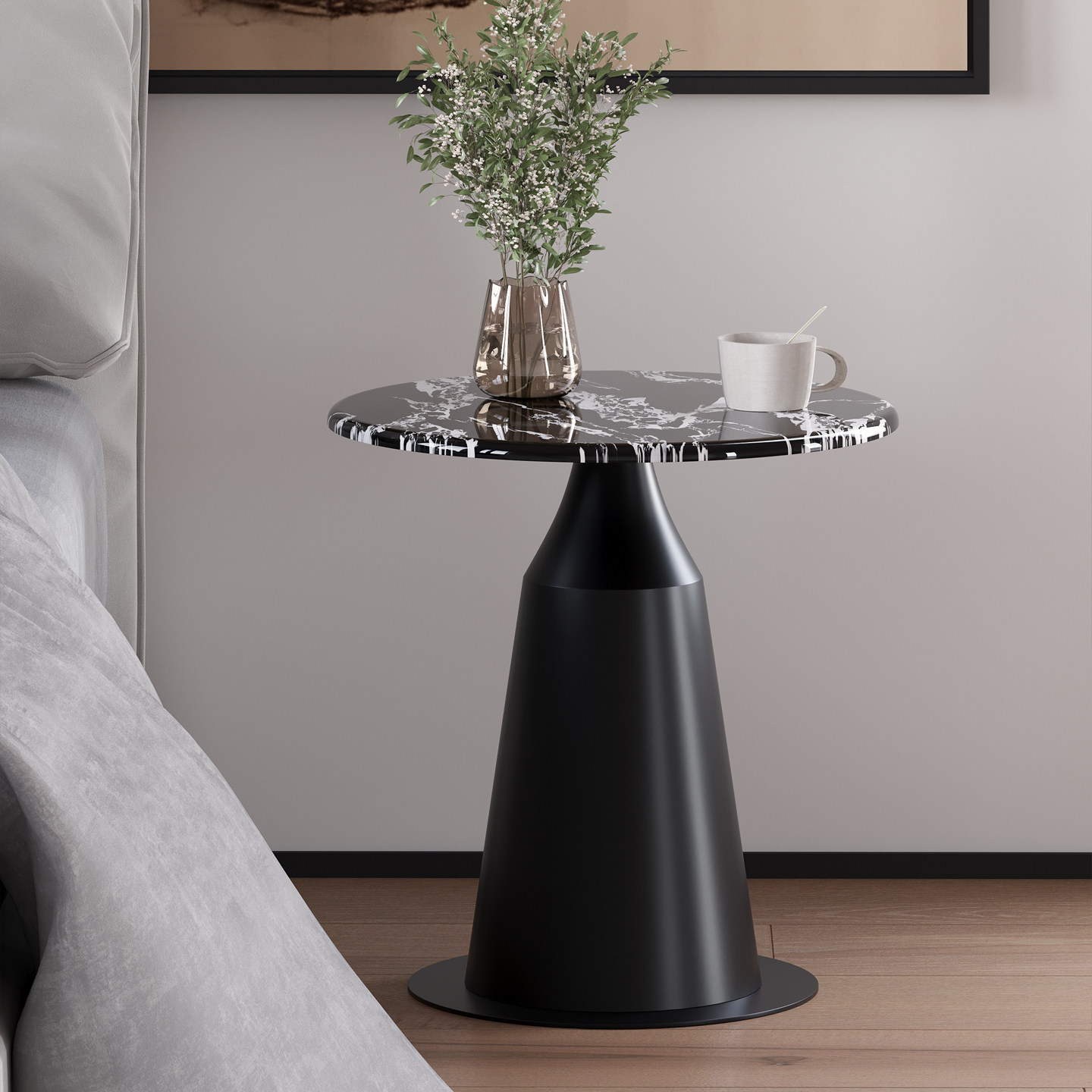 轻奢边几简约角几客厅家用酒店民宿微晶石小圆桌宾馆小茶几接待桌,淘宝优惠券,粉丝福利购,淘宝优惠卷