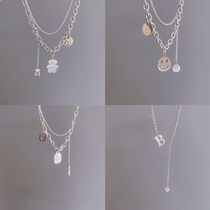 Child Tide Cool Double Laminated Wearing Smiley Face Necklace Boy Girl Trend Wear Fashion Personality Hip Hop Pendant Accessories