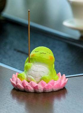 茶道摆件香插可爱小猫咪香炉树脂工艺品线香檀香茶桌装饰创意新款