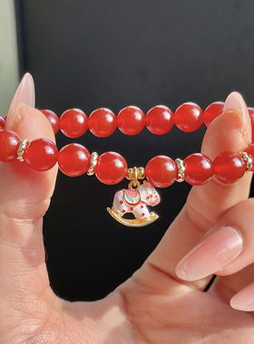 马年新款马上有钱本命年红玉髓