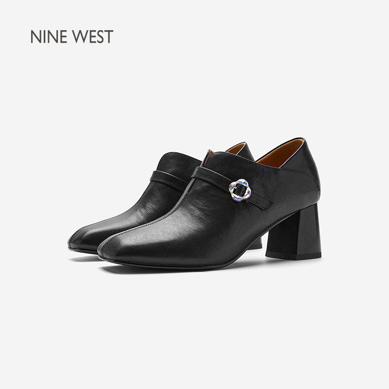 Nine West/玖熙2025年高跟鞋女方头粗跟深口女鞋优雅单鞋,淘宝优惠券,粉丝福利购,淘宝优惠卷
